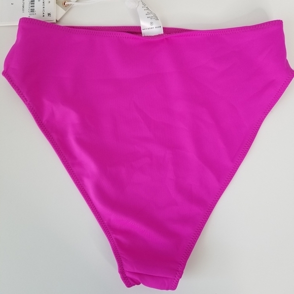 NWT Good American Good Waist High Leg Bikini Bottoms Fuchsia Pink Size 2 - Picture 4 of 7